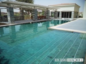 Bali green or green sukabumi swimming pool tiles installed private residence